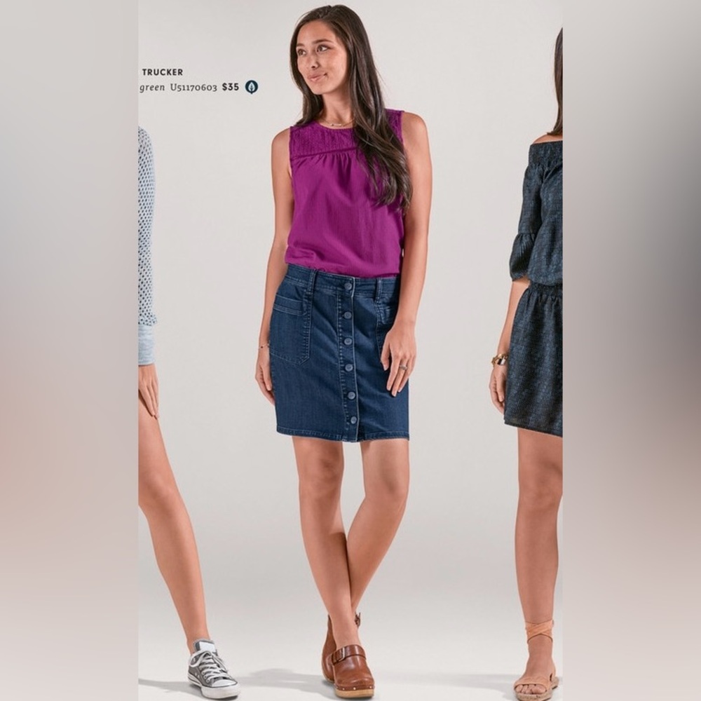 Prana Kara Button Front Mini Skirt NWOT Midnight Wash size 4 - Picture 6 of 7